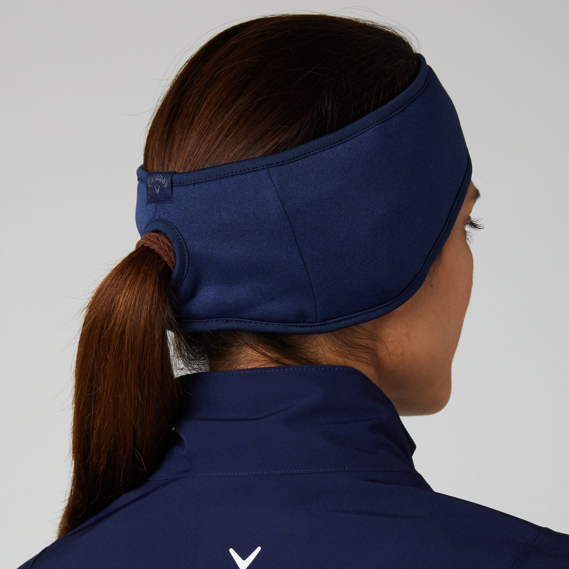 Callaway Ladies Fleece Lined Ponytail Headband in Navy Blue