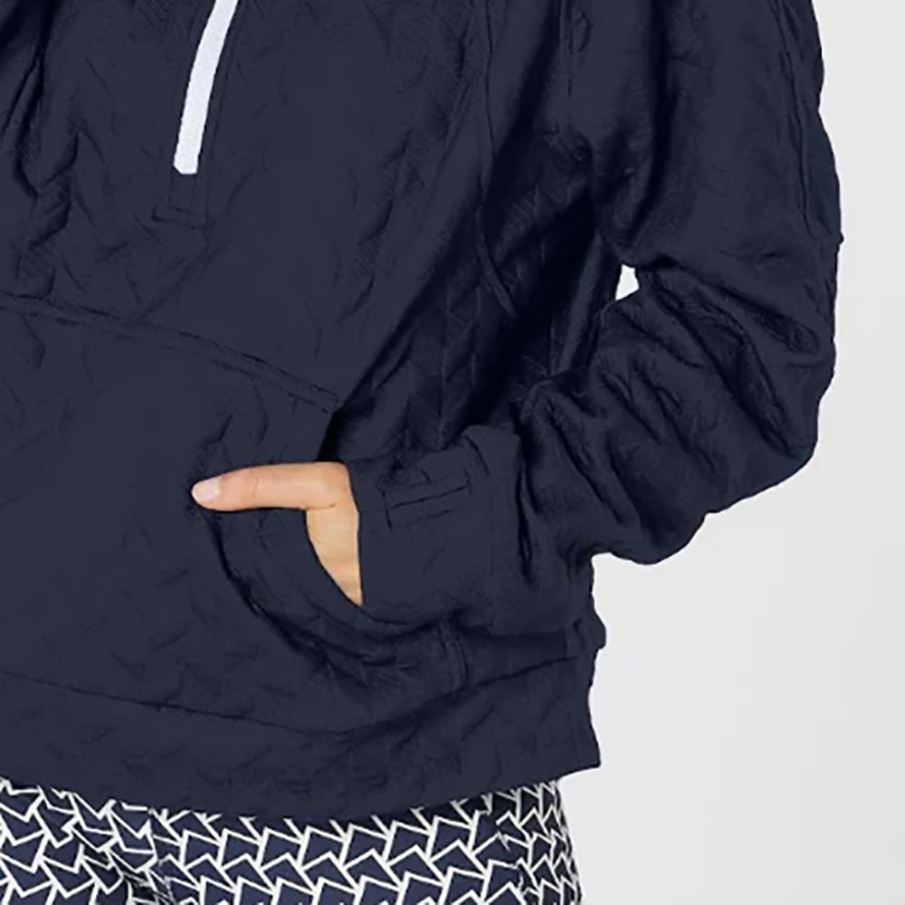 Swing Out Sister Ladies Quilted Lined Sweater with 1/4 Zip in Navy