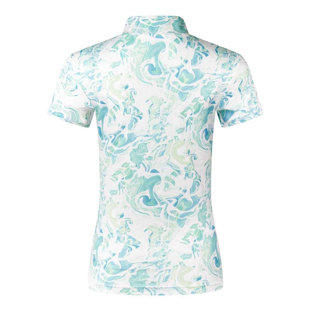 Pure Ladies Cap Sleeve Marble Print Golf Polo Shirt
