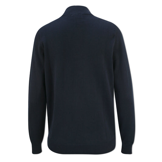 Glenmuir Ladies 100% Cotton Half-Zip Sweater in Navy Blue