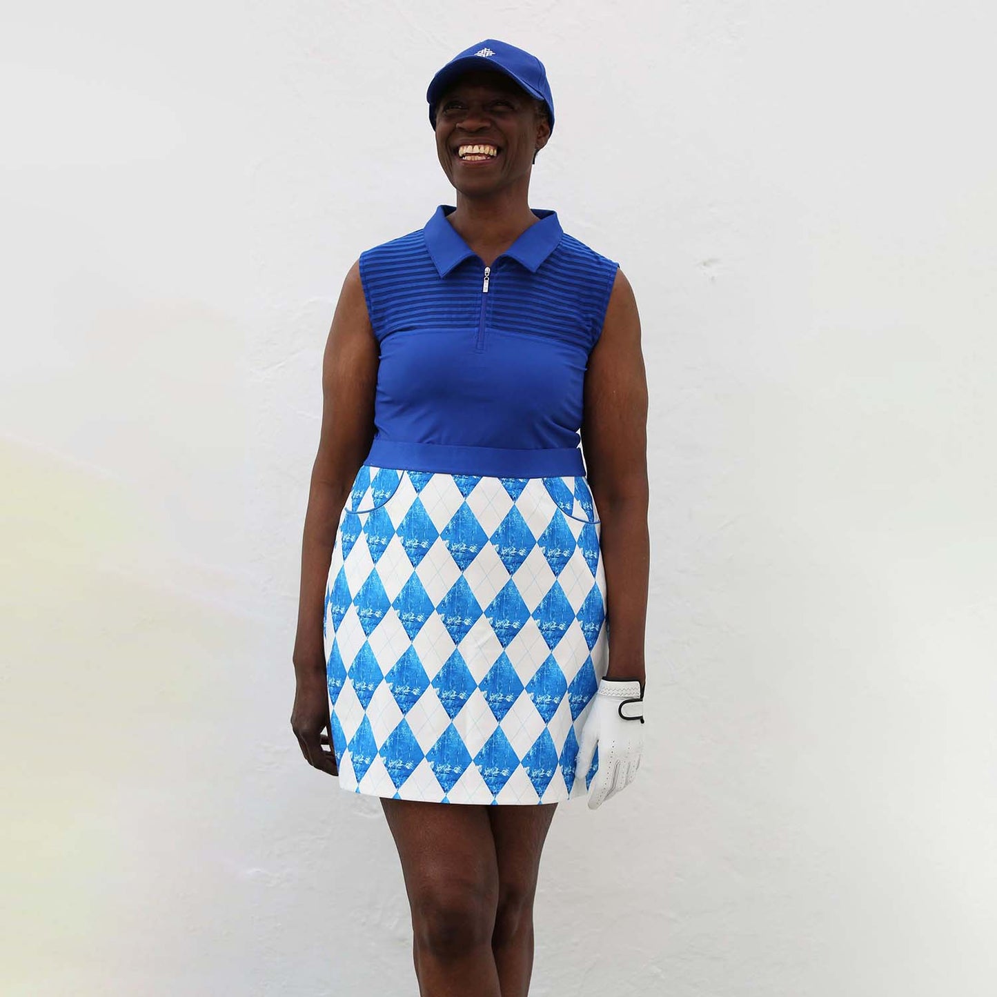 Famara Ladies Pull-On Golf Skirt in Harlequin Print - Last One XL Only Left