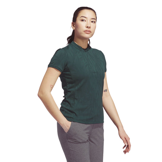 adidas Golf Ladies Short Sleeve Jacquard Polo with Zip-Neck