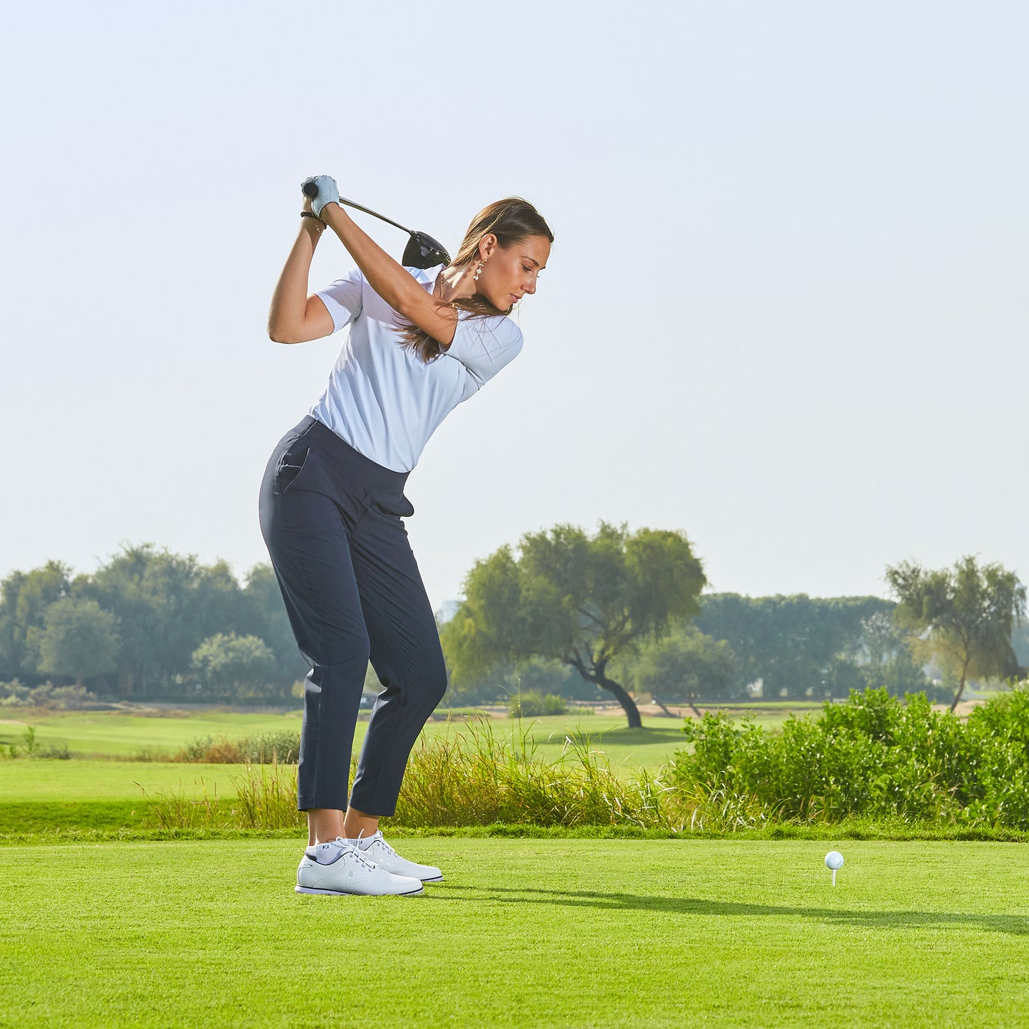 FootJoy Ladies White Half Sleeve Pique Polo - Last One XL Only Left