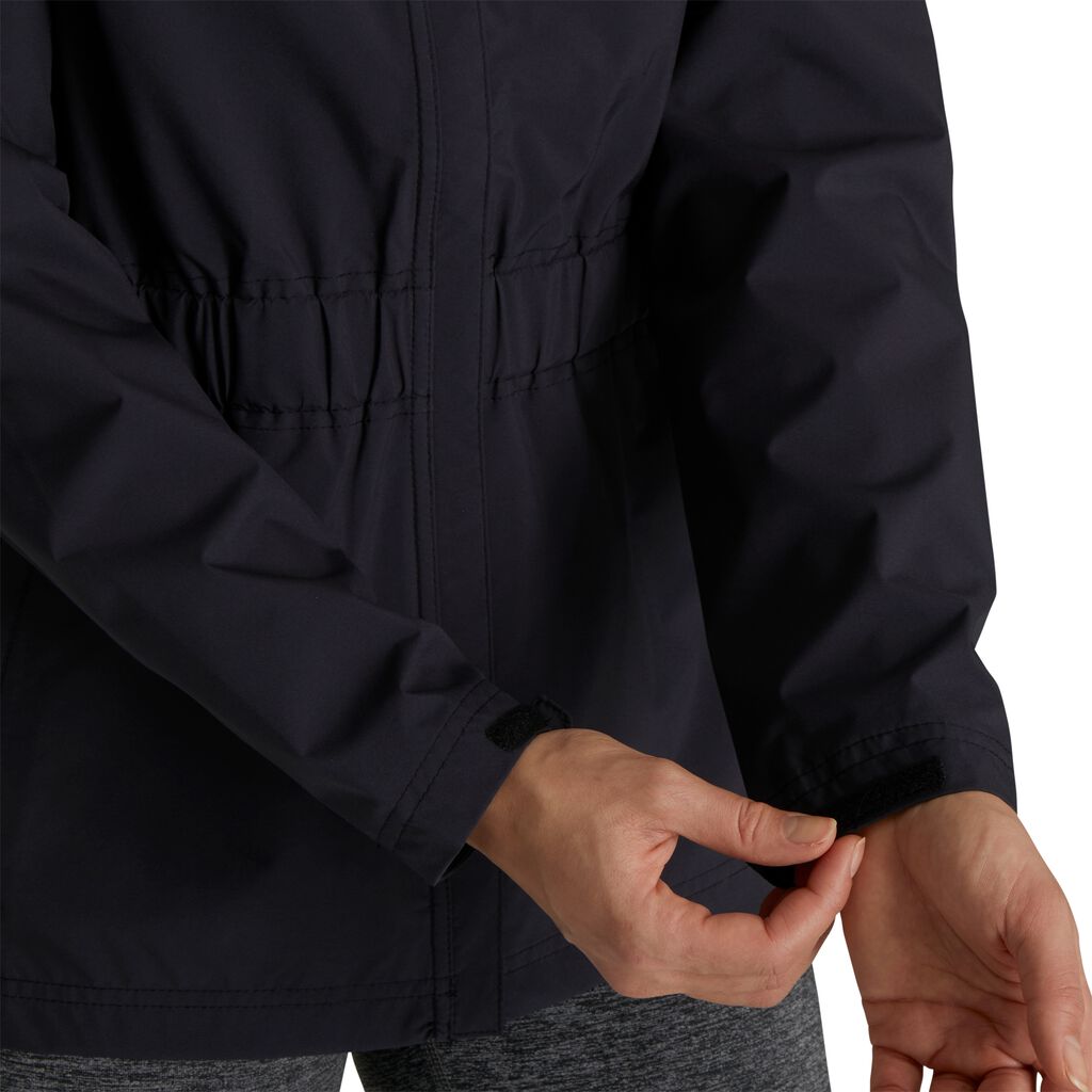 FootJoy Ladies Lightweight Waterproof Jacket with Elasticated Waistband in Black - Last One Large Only Left