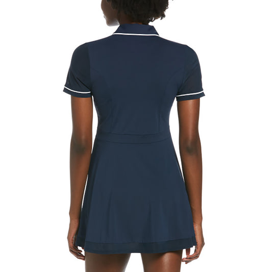 Original Penguin Ladies Mesh Detailed Short Sleeve Dress in Navy
