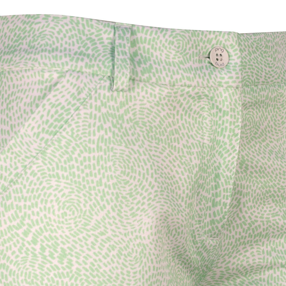 Ping Ladies Crop Trousers with Sensorcool in Mint Green & White Print - Last Pair Size 16 Only Left