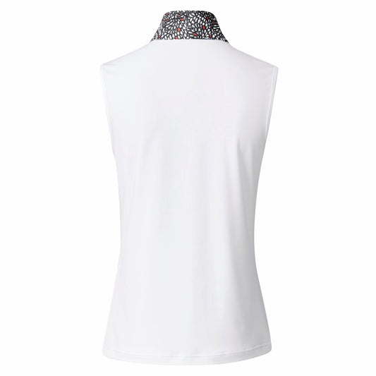 Daily Sports Ladies Sleeveless Zip-Neck Polo Shirt in White
