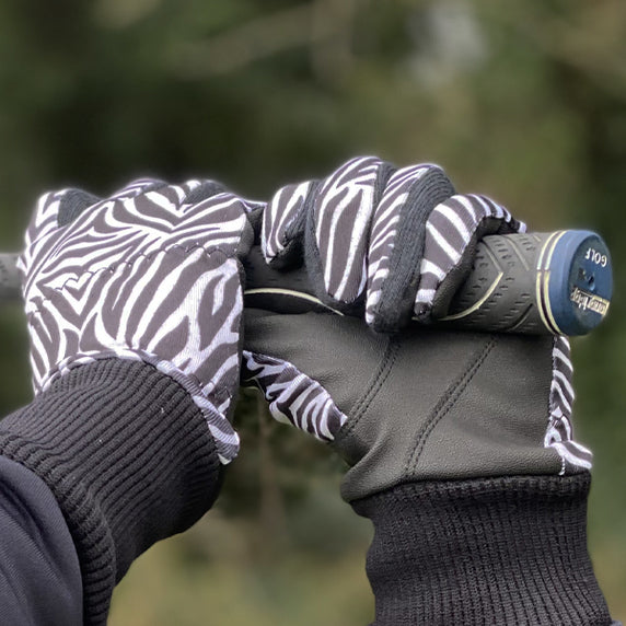 Surprizeshop Ladies Polar Stretch Thermal Gloves in Black Zebra Print