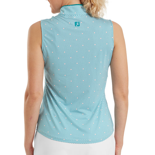 FootJoy Ladies Zip-Neck Sleeveless Polo with Eye Catching Print & Modern Details
