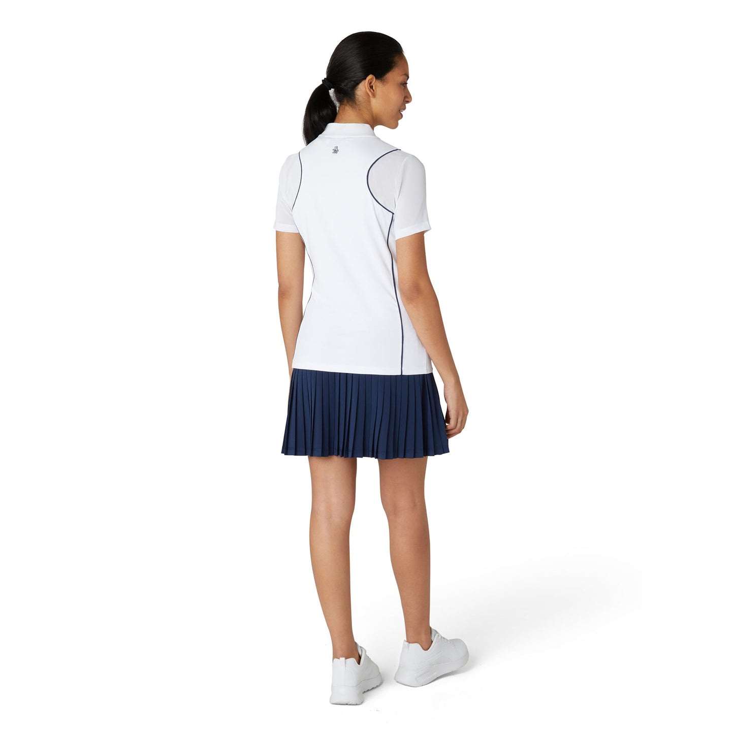 Original Penguin Women's Bright White Zip-Neck Short Sleeve Polo With Mesh