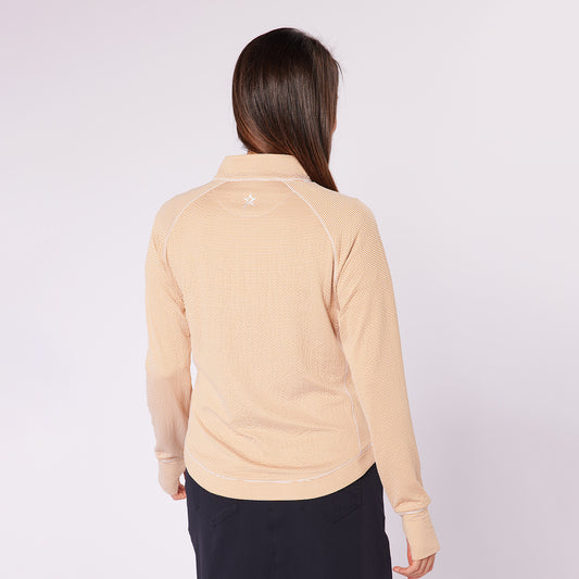 Swing Out Sister Womens Fine Stripe Zip-Neck Top with Front Pocket