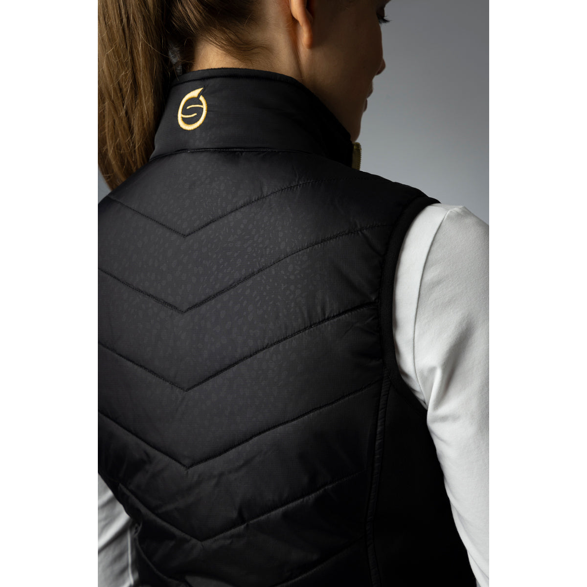 Sunderland Ladies Quilted Gilet in Black Cheetah & Gold - Last One Small Only Left