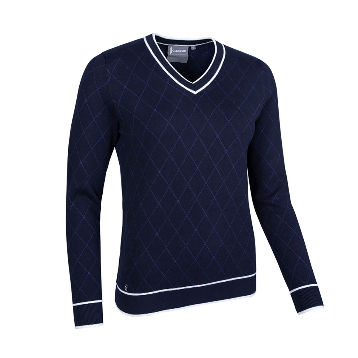Glenmuir Ladies Navy Jacquard Knit Sweater - Soft, Breathable Comfort