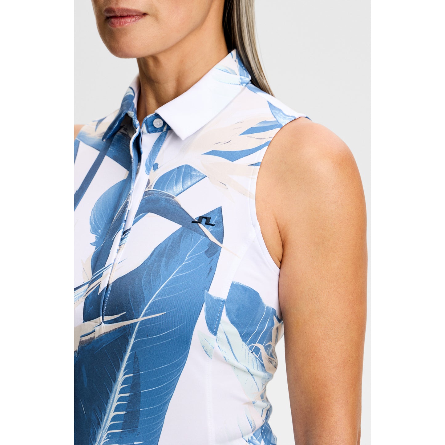 J.Lindeberg Ladies Printed Sleeveless Polo for Lightweight Performance with Standout Style