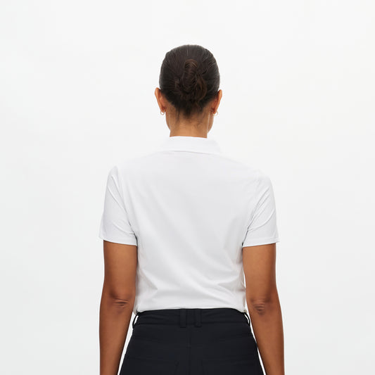 Rohnisch Women's Short Sleeve Polo with Textured Panels in White
