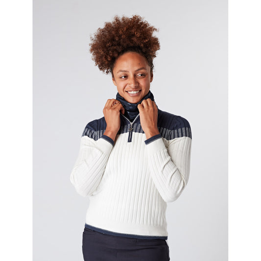 Swing Out Sister Ladies Colour Block Zip-Neck Sweater