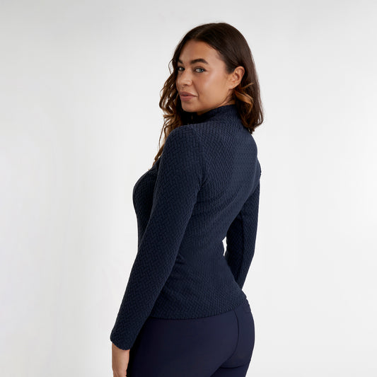 Green Lamb Ladies Textured Fleece 1/4 Zip Top in Navy