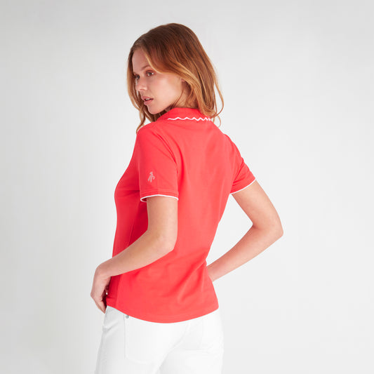 Green Lamb Ladies Short Sleeve Polo with Scalloped Collar - Last One Size 8 Only Left