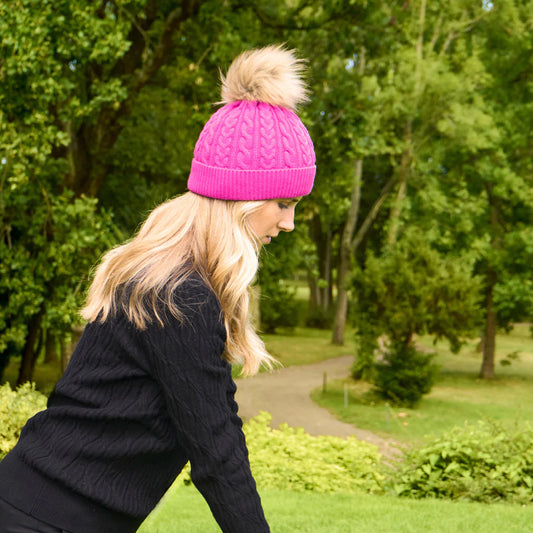 Surprizeshop Ladies Fleece Lined Waterproof Bobble Hat