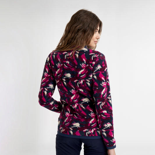 Calvin Klein Ladies 1/4 Zip Fleece with Brushstroke Print
