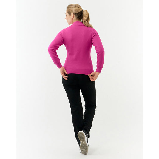 Pure Ladies Full Zip Lined Sweater in Pink Topaz
