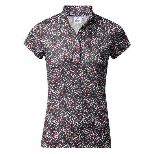 Daily Sports Ladies Print Mesh Cap Sleeve Golf Polo Shirt - Medium Only Left