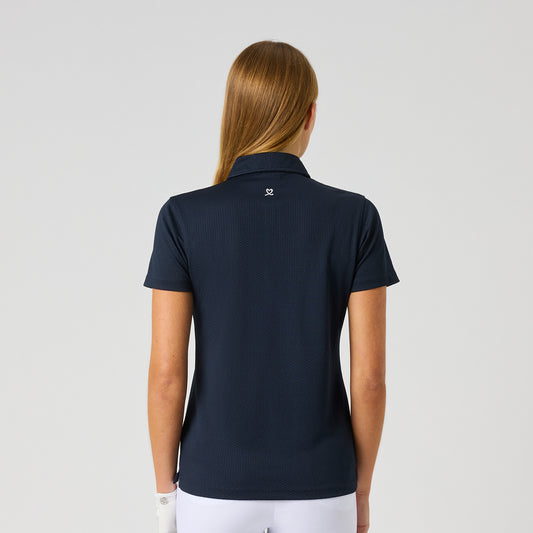 Daily Sports Honeycomb Structured Short Sleeve Polo Shirt in Navy