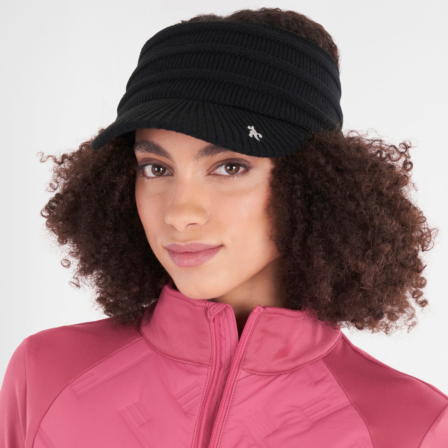 Green Lamb Ladies Cable Knit Visor in Black