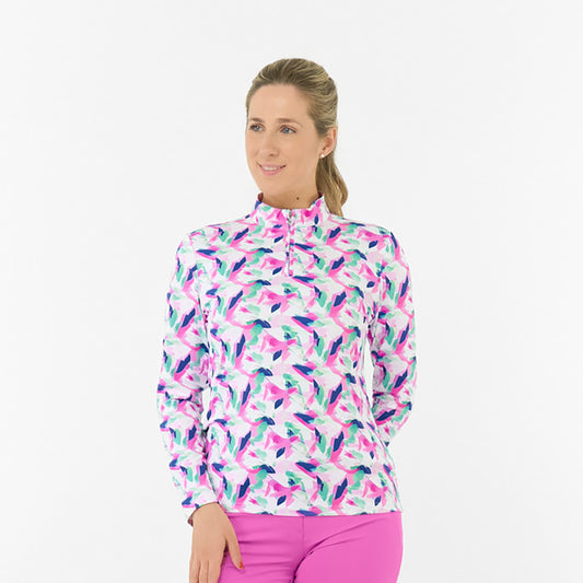 Pure Ladies Long Sleeve Top in Abstract Nature Print