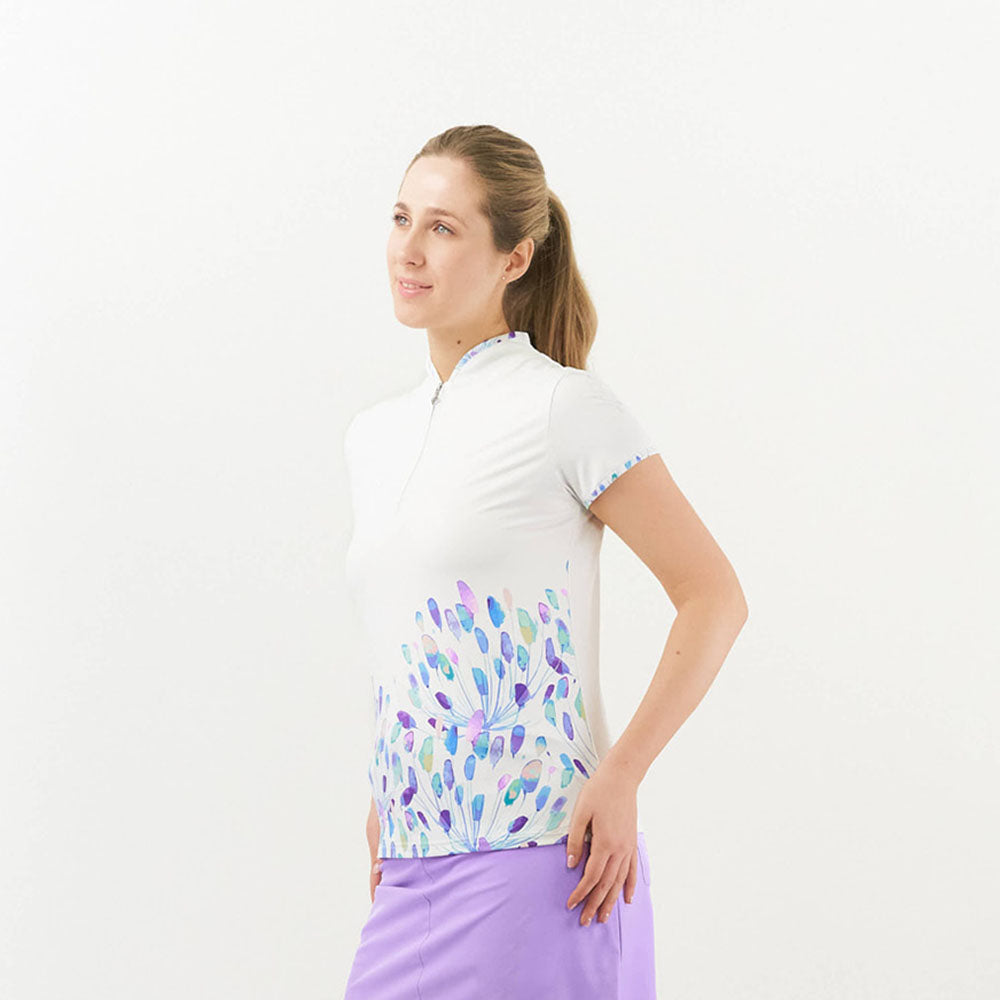 Pure Cap Sleeve Polo with Opal Wish Statement Print