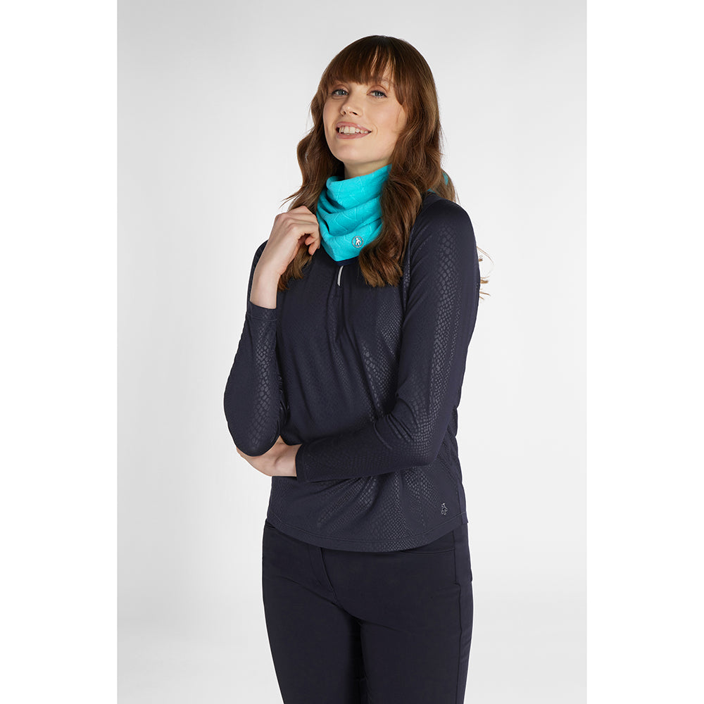 Green Lamb Textured Fleece Snood in Scuba Blue