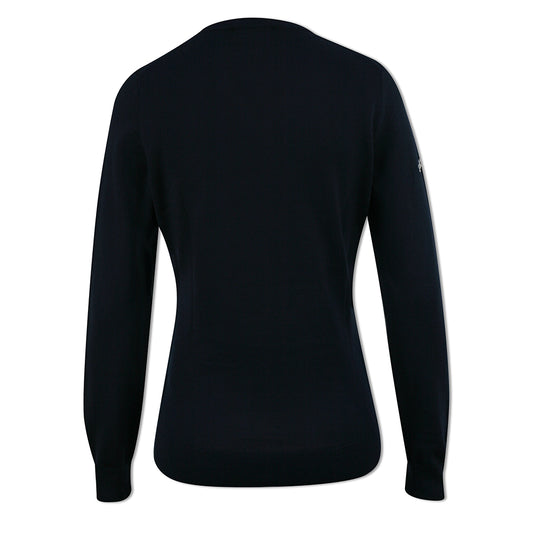 Callaway Ladies V-Neck Merino Golf Sweater in Dark Navy