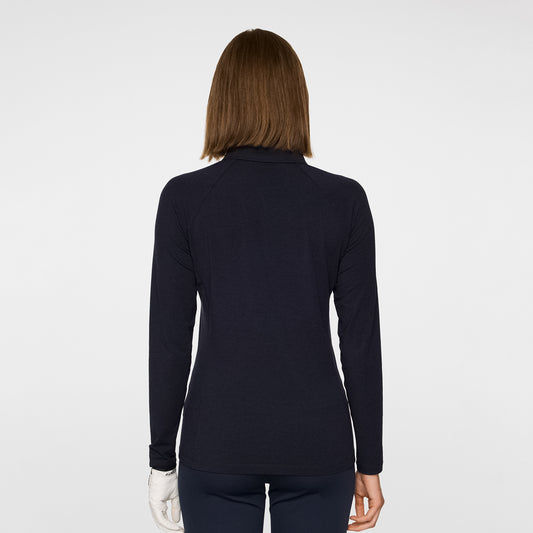 J.Lindeberg Ladies Soft Feel Long Sleeve Polo in Navy Melange