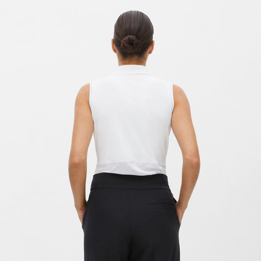 Rohnisch Ladies White Sleeveless Polo with Textured Panels