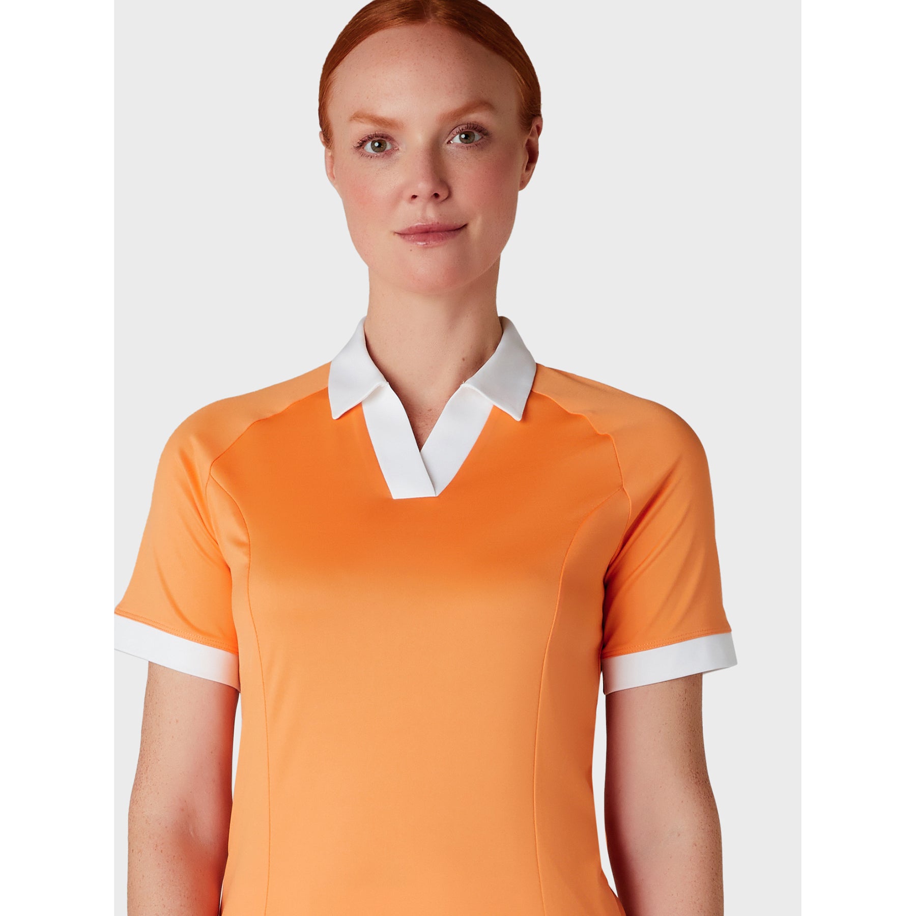 Callaway Ladies Short Sleeve Colour Block Golf Polo in Papaya