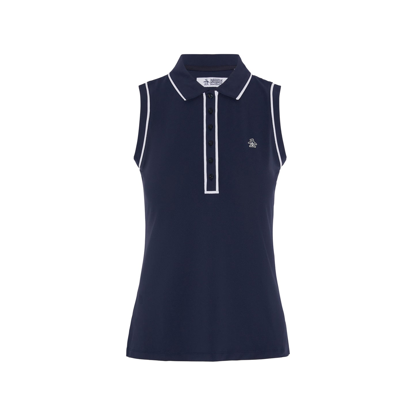 Original Penguin Ladies Sleeveless Polo with Contrast Piping in Navy