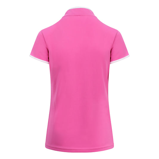 Pure Golf Ladies Cap Sleeve Mandarin Polo in Azalea Pink