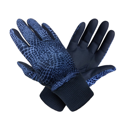 Surprizeshop Ladies Polar Stretch Thermal Gloves in Navy Snakeskin Print