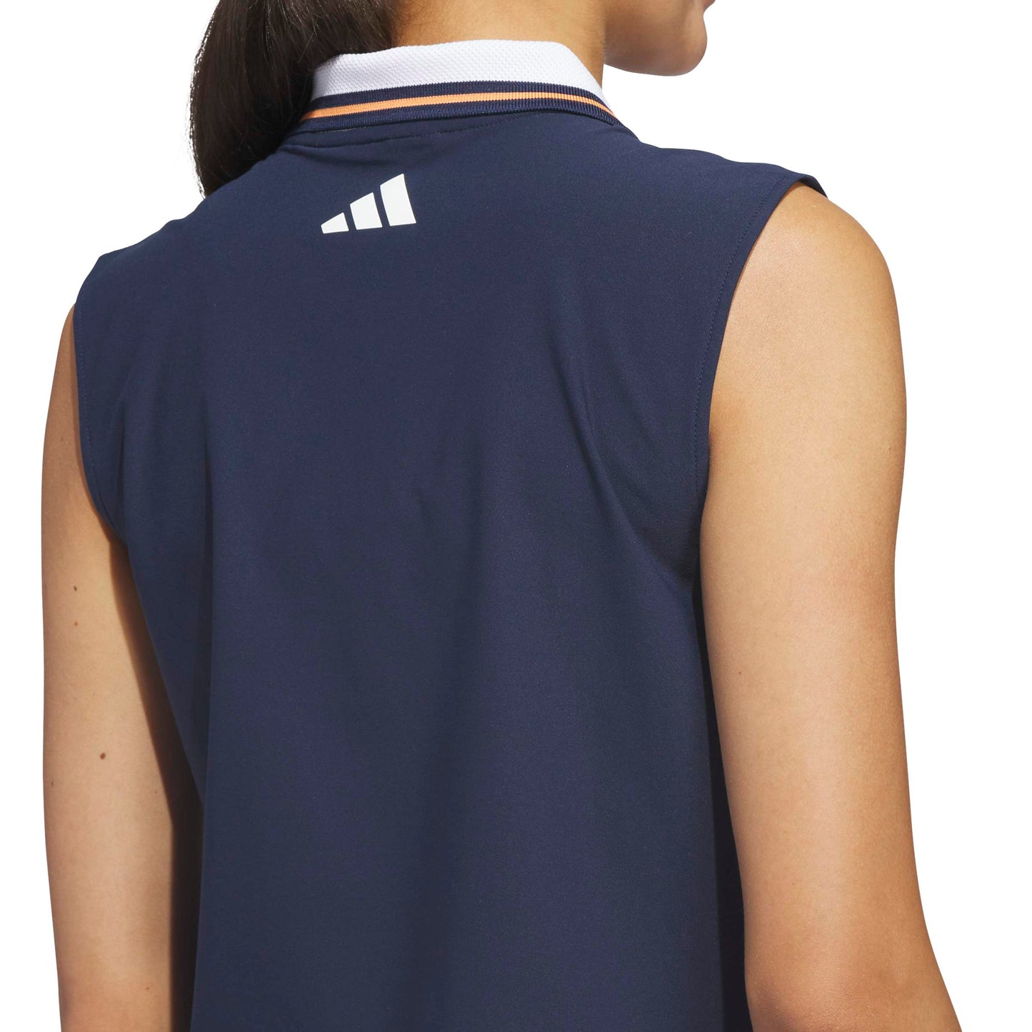 adidas Golf Ladies Navy Polo with Contrast Tipped Woven Collar