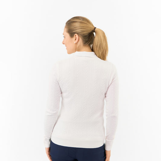 Pure Ladies Cable Knit V-Neck Golf Sweater