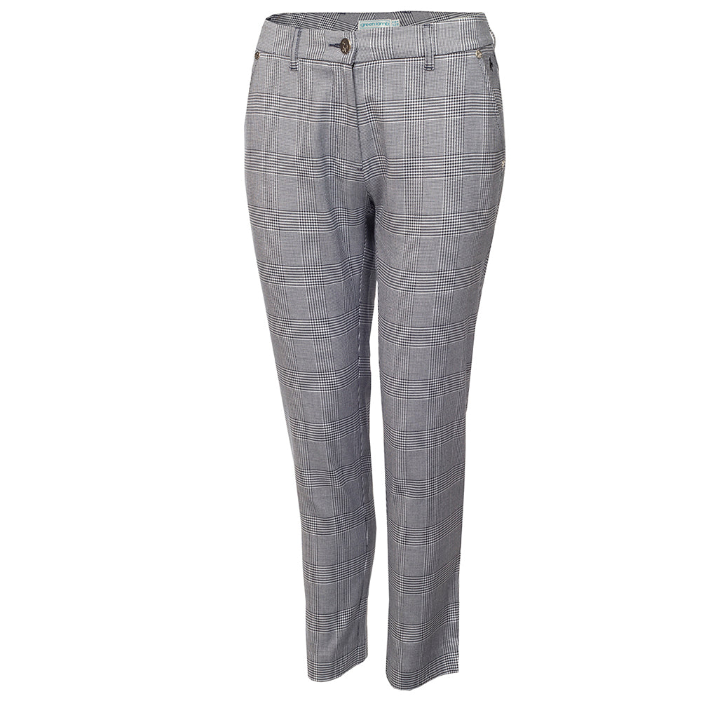 Green Lamb Ladies Navy & White Check 7/8 Stretch Trousers