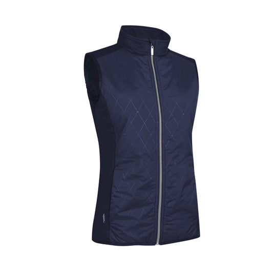 Glenmuir Ladies Thermal Gilet in Navy with Subtle Diamond Print