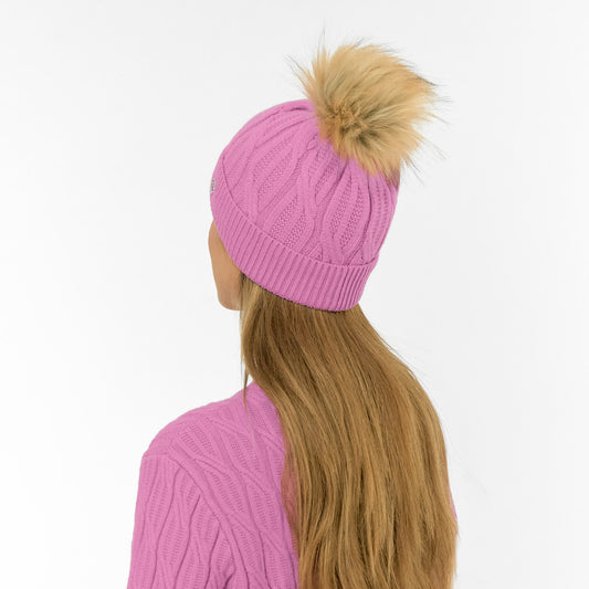Pure Golf Ladies Lined Waterproof Bobble Hat with Cable Knit Design