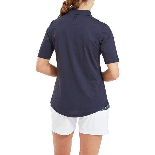 FootJoy Ladies Navy Half Sleeve Pique Polo - Last One Small Only Left
