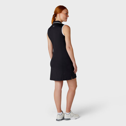 Callaway Ladies Sleeveless Golf Dress in Caviar with White Contrast Trim