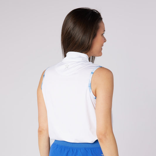 Swing Out Sister Ladies Sleeveless Polo With The Perfect Pop Of Print for Subtle Style