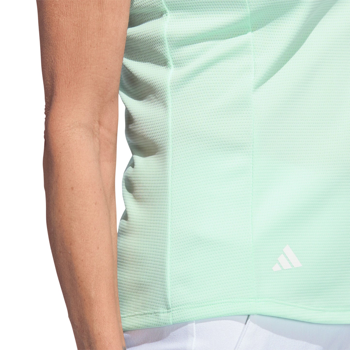 adidas Ladies Textured Short Sleeve Golf Polo in Semi Flash Aqua