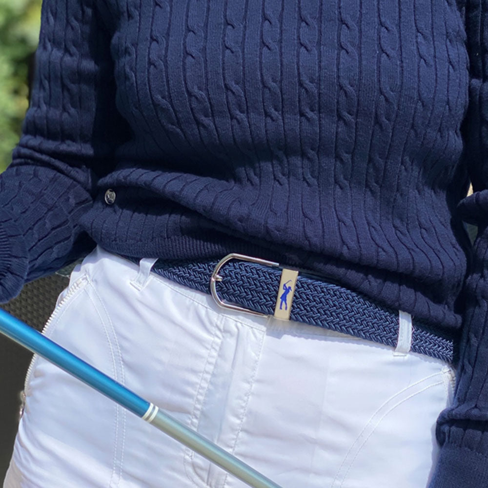 Surprizeshop Ladies Elasticated Braided Stretch Golf Belt in Navy Blue