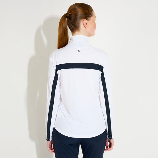 Abacus Ladies Zip-Neck Top with Colour Block Detailing