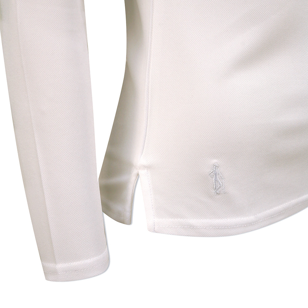 Glenmuir Ladies Long-Sleeve Pique Knit Polo with Stretch in White